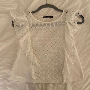 Zara flutter sleeve eyelet top